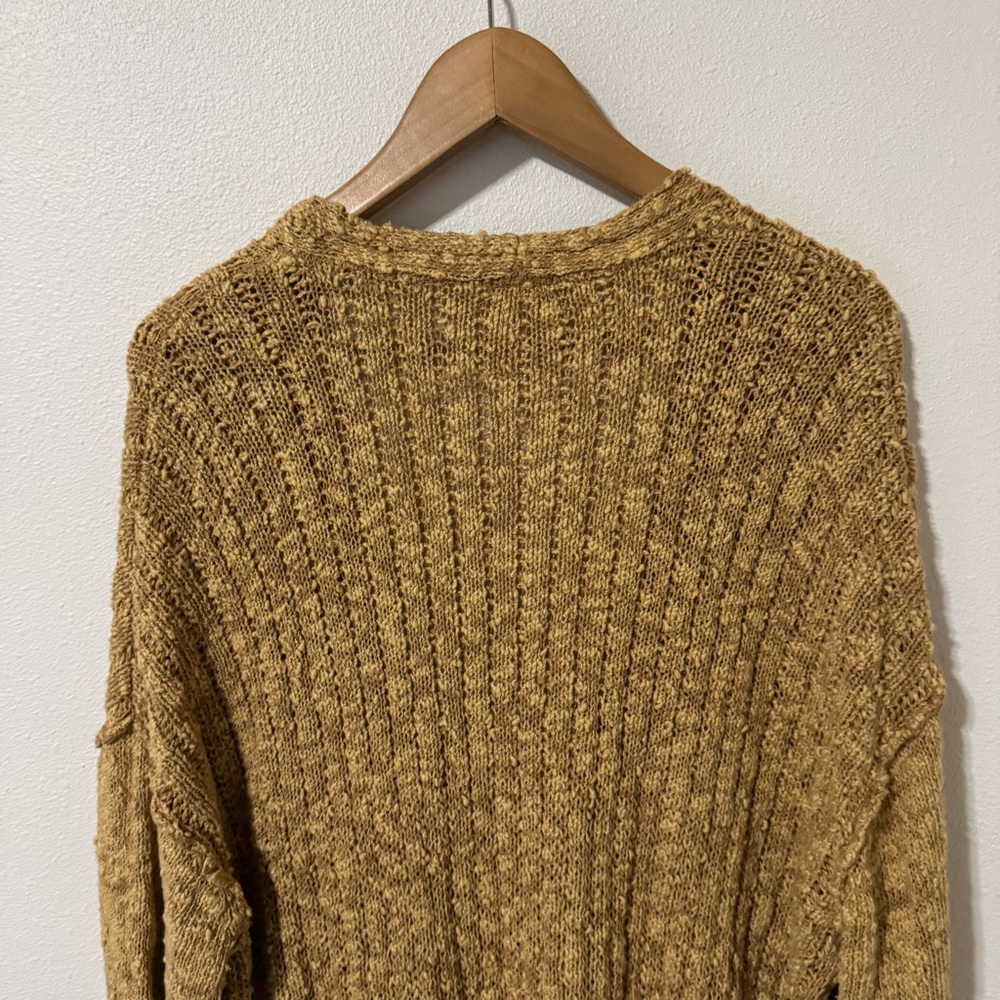 Free People Sunset Drive Oversized Cardigan Sweater Golden Mustard Button V-M - Picture 8 of 11